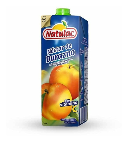 Imagen 2 de 3 de Jugo Néctar Sabor A Durazno Tetra Brik 1 Litro Natulac 3 Und