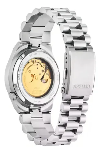 Reloj Citizen Tsuyosa Nj0150-56z Para Hombre Ewatch Correa Plateado Bisel Plateado Fondo Amarillo