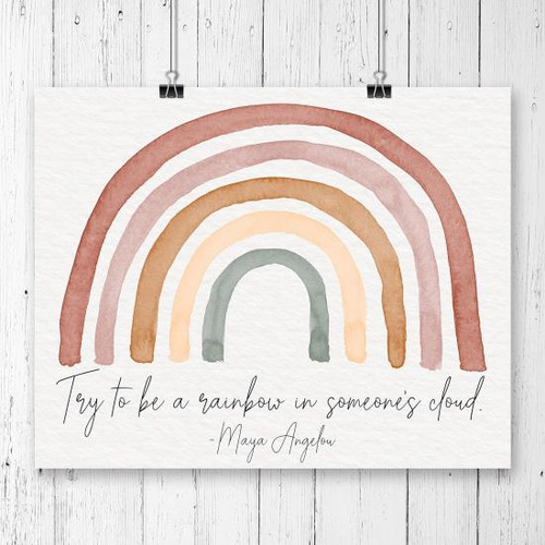 Cita De Maya Angelou Be A Rainbow Arte De Pared En Acuarel