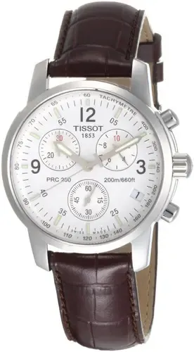Relógio Tissot Prc 200 T17.1.526.32 Fundo Branco Com Pulseira de Couro Marrom