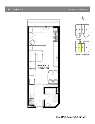 Imagen 9 de 9 de Venta Monoambiente A Estrenar, Av Pellegrini 338 - Gazze
