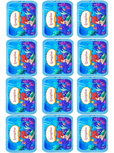 10 Plancha Stickers Candy Bar La Sirenita Y Mas Personajes