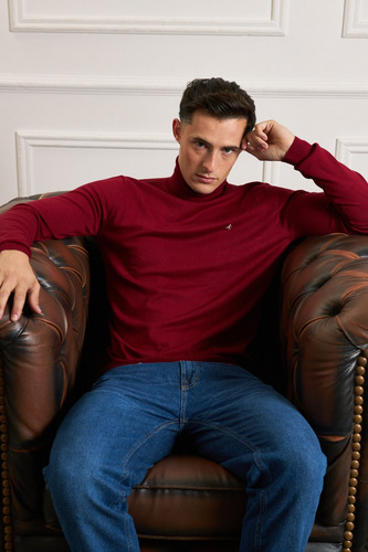 Polera Hombre Brooksfield Cuello Alto Tejido Liso 4081b