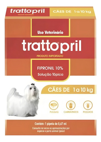 Trattopril para perros para pulgas y garrapatas de 1 a 10 kg