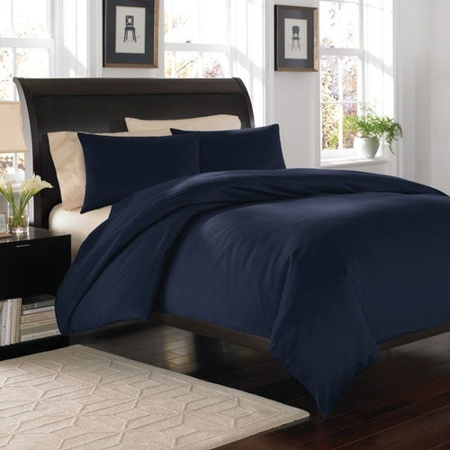 Imagen 3 de 5 de Duvet Semidoble Azul Oscuro + Plumón + Fundas 4 Pzas