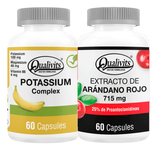 Potasio Complex Extracto De Arándano Rojo - Qualivits Vegano Sabor Sin Sabor