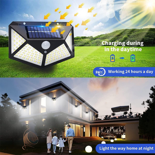 Luz Con Sensor Solar, Lámpara De Pared De Inducción Para Cue