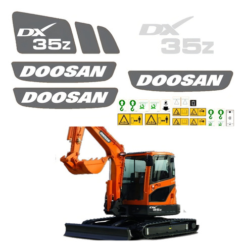 Adesivos Mini Escavadeira Doosan Dx35z Dx 35z Ca-17502 Mq