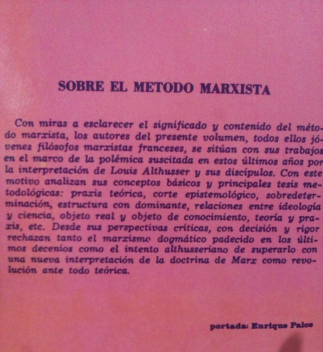 Libro, Sobre El Método Marxista, Michel Lowy