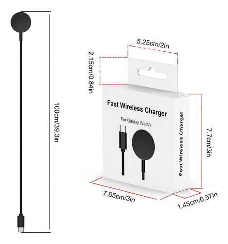 Carregador magnético USB - C para Samsung Galaxy Watch - Cor: preto