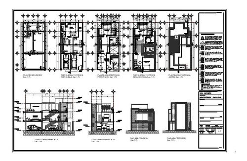 Proyecto Arquitectónico Digital Casa Habitación 7 X 15 M Pdf (Usado)