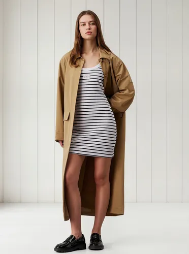 Vestido Woven Label Rib Blanco Calvin Klein