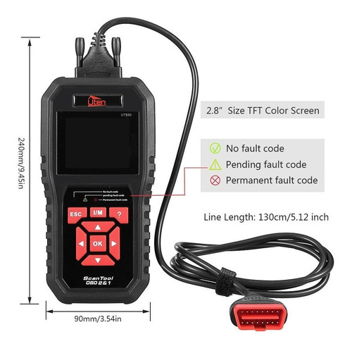 Imagen 4 de 5 de Falla Ut850 Obdii Eobd Obd2 Auto Escáner Herramienta De Diag