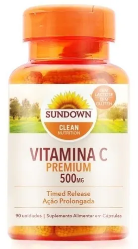 Vitamina C, 500 mg, 90 cápsulas de liberación prolongada, sabor a la puesta de sol, cápsulas sin sabor