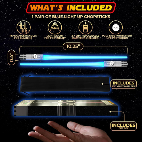 Lightsaber Chopsticks Light Up Star Wars Led Azul, 1 Par