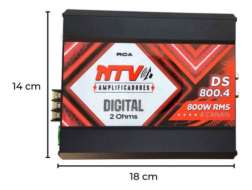 Módulo Som Ntv Ds800.4 Digital 800w Rms 4 Canais 2 Ohms