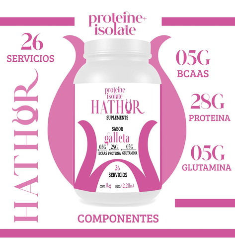 Proteína Whey Isolate Hathor Suplements 1kg 26servicios Galleta