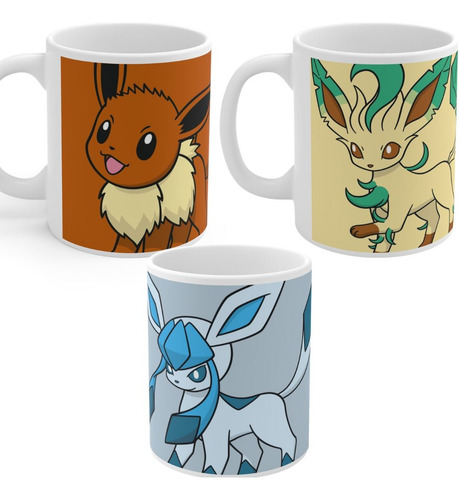 Pack 3 Tazas Eevee Glaceon Leafeon