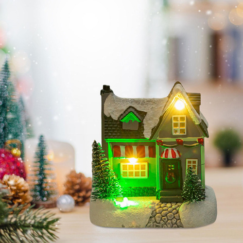 Casa De Pueblo Navideña Iluminada, Pueblo De Nieve Estilo B