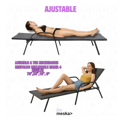 Camastro Metálico Para Playa Hogar Jardín 1 Pz Inmatmex Gris