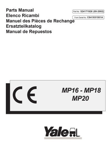 Manual Pecas Empilhadeira Yale Mp16 18 20 Serie C841 Pg38