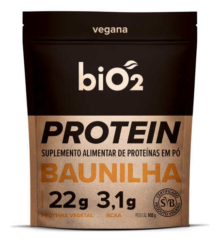 Proteína Vegetal de Arroz e Ervilha Sabor Baunilha Vegana e Sem Glúten biO2 908 g