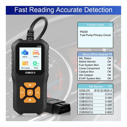 Escáner Obd2 V318 Check Engine System, Lector De Códigos De