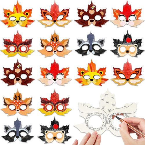 Fall Craft Kits Autumn Maple Leaf Diy Mask Color Your Own An