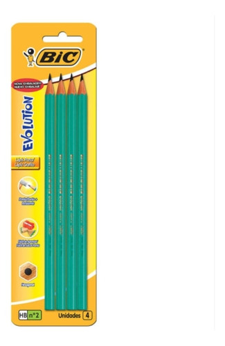 4 Lápices Grafito  Bic Evolut