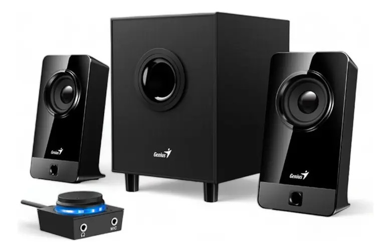 Parlantes Marca Genius Modelo Sw-2.1 300x Con Potencia 10w Color Negro
