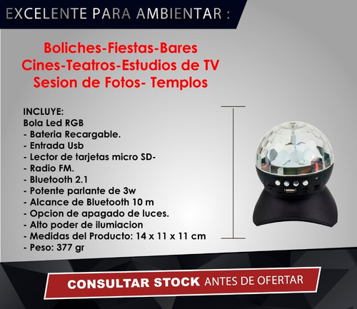 Parlante Bola Led