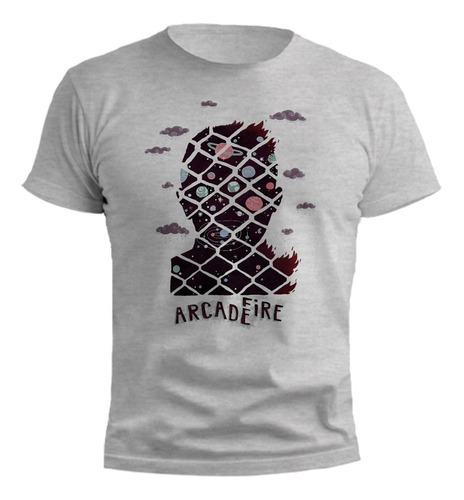 Remera Arcade Fire Diseño Exclusivo Gris Melange