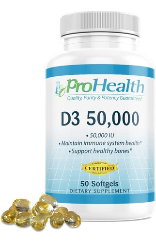 Vitamina D3 50.000 Iu 50softgels, Prohealth,