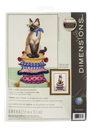 Dimension Cat Lady Kit Punto Cruz 14 Unidad Tela Aida