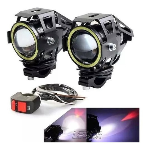 Par Faros Cree Led Moto U7 20w 3000l + Switch Solo Fas Motos