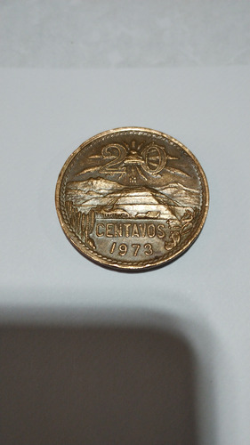 Moneda 20 Centavos 1973 Cobre México