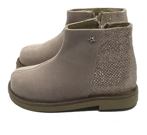Bota Nena Gamuza Y Glitter Fino Rosa Calfas A.nuria