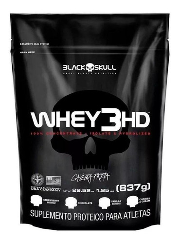 Imagem 1 de 1 de Suplemento em  pó Black Skull  Caveira Preta Series Whey 3HD proteínas sabor  baunilha em sachê de 837g