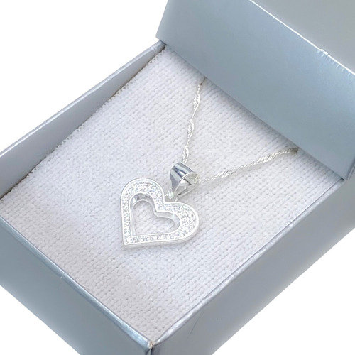 Conjunto Plata 925 Cadena Con Dije Corazón (br03cor)