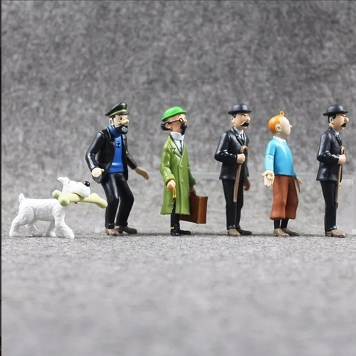 Kit 6 Bonecos Tintin - Milú Capitão Haddock Dupond Dupon He