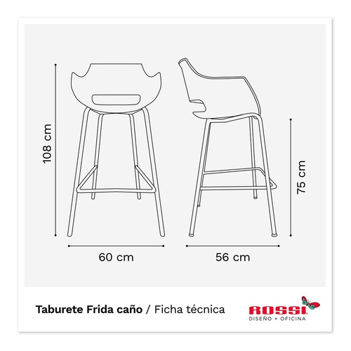 Imagen 3 de 3 de Banqueta Asiento Frida Base Negra Diseño Rossi