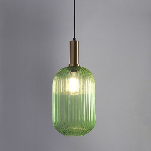 Lampara Colgante Vidrio Verde Y Capuchon Dorado Casiu Leuk