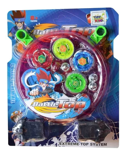 Kit com 4 pioes beyblade fight top metal lancador toy king