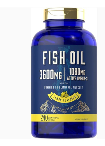 Fish Oil Omega 3 3600mg Aceite De Pescado 240 Capsulas Dha 