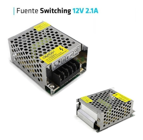 Imagen 2 de 10 de Fuente 12v 2a Metalica Regulada Switching Tira Led Cctv Full