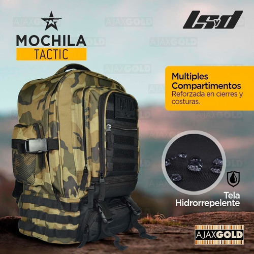 Imagen 3 de 10 de Mochila Tactica Militar Camping Asalto Trekking 45 Litros