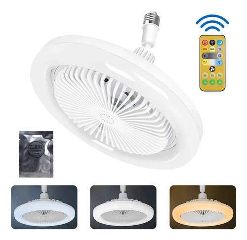 Ventilador De Techo Con Luz Led De 10 Pulgadas Para Aromaterapia Slim Company Conector E27 Ajustable 30w 350 Rpm 5 Aspas 3 Velocidades Con Control Remoto 3 Intensidades Color Blanco