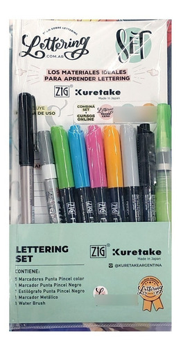 Lettering Set Kuretake 9 Piezas