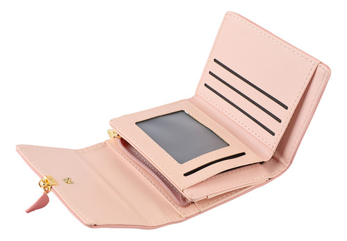 Cartera Corta De Múltiples Ranuras Pu Portátil Para Mujer