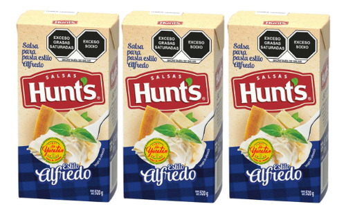 3 Botes Hunt's Para Pasta Salsa Estilo Alfredo 520g